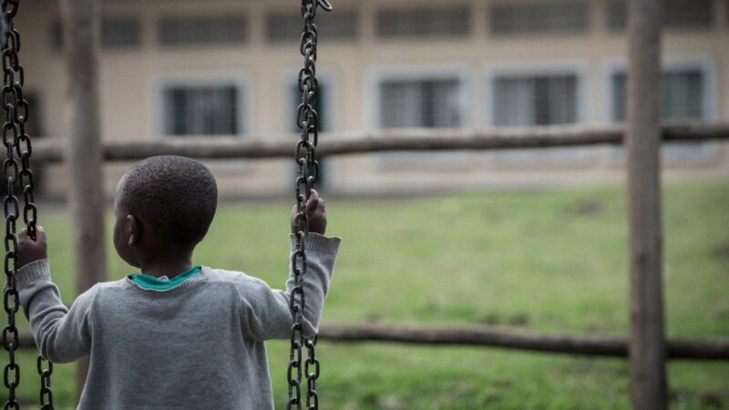 A child on a swing in Noel Nyundo orphanages, Rwanda, closed by Hope and Homes for Children in April 2015