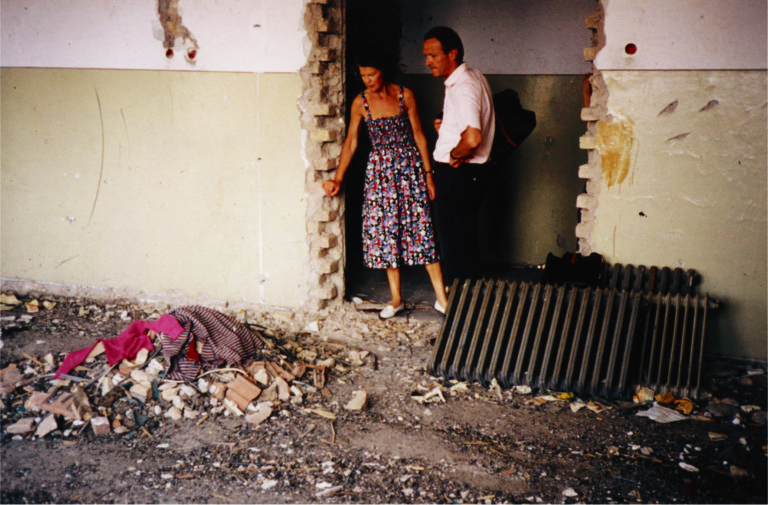 Mark and Caroline Cook visiting an orphanage in Sarajevo, Bosnia, in 1994.