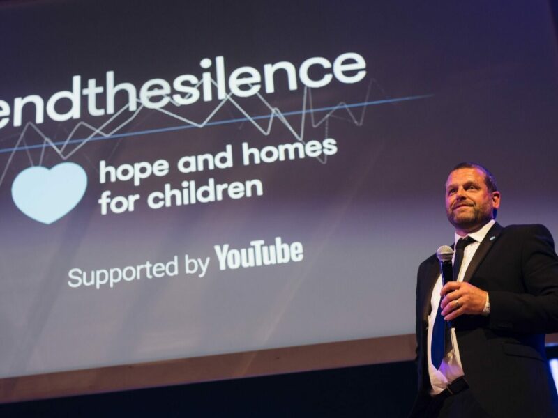 Our CEO, Mark Waddington, speaks at the End the Silence event in 2017, as part of the campaign raising more than £5 million for our work.