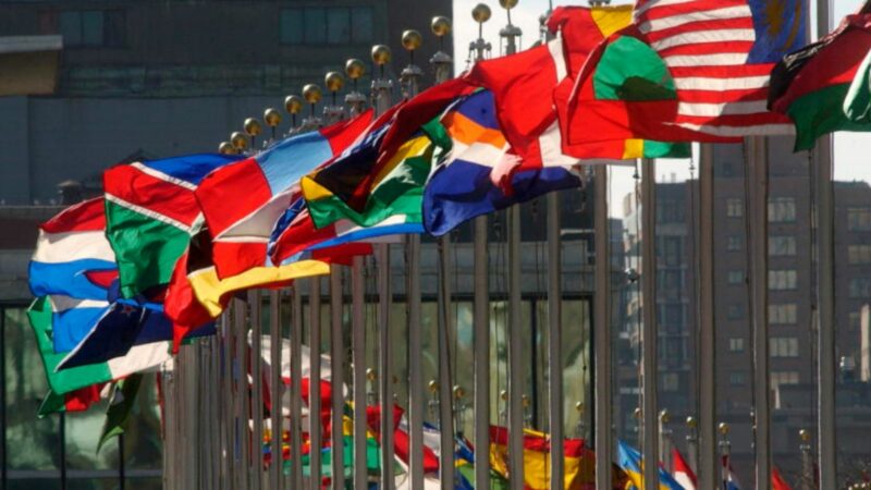 Flags outside the UN, where the Day of General Discussion 2021 took place
