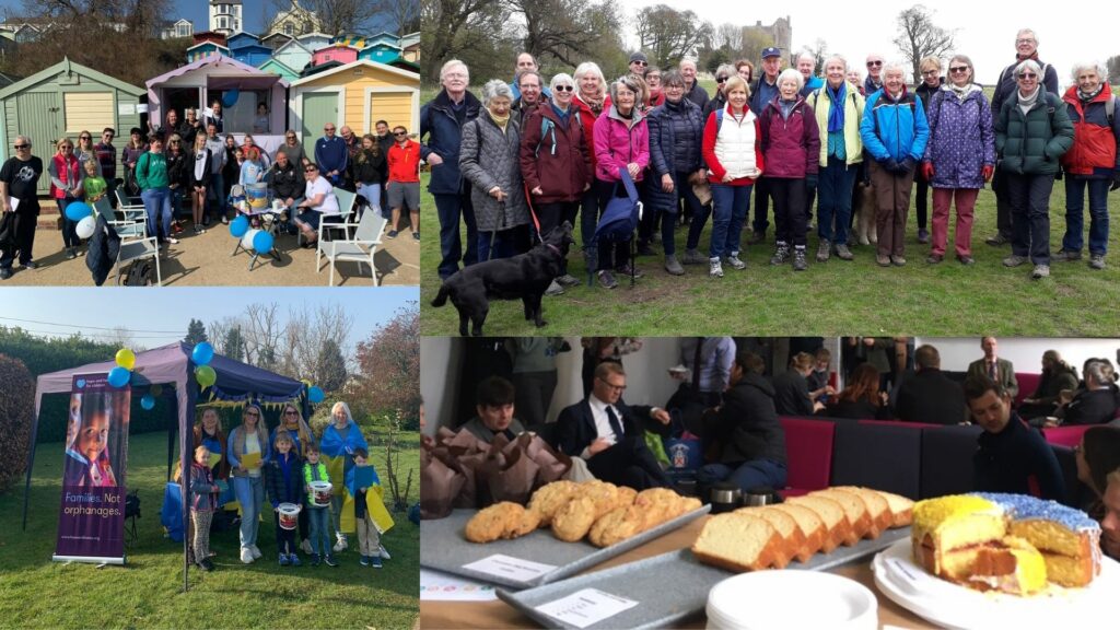 Anne Brotherston and friends at the Best Foot Forward Walk; Tendring Youth Football Club; Lucy Hunt at St Andrew’s Primary School; Staff at Merchiston School enjoying some cake