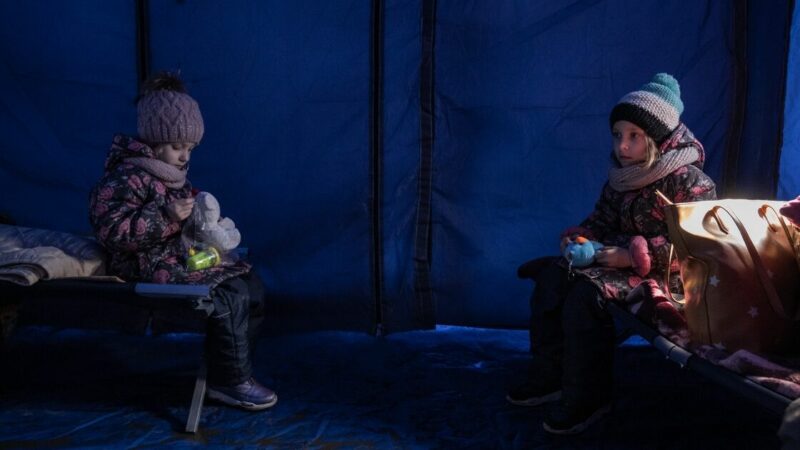 Refugees fleeing Ukraine via the Siret border crossing in northeastern Romania