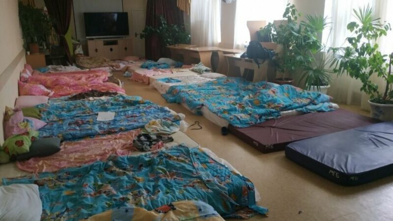 Beds in an orphanage in Ukraine