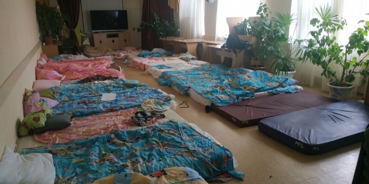 Beds in an orphanage in Ukraine