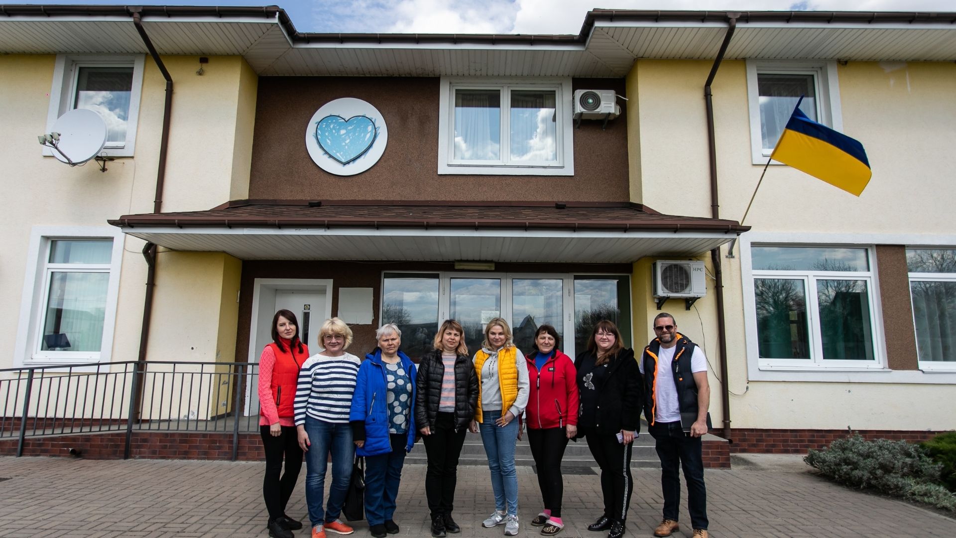 Ukraine team standing in front of the office in Kyiv