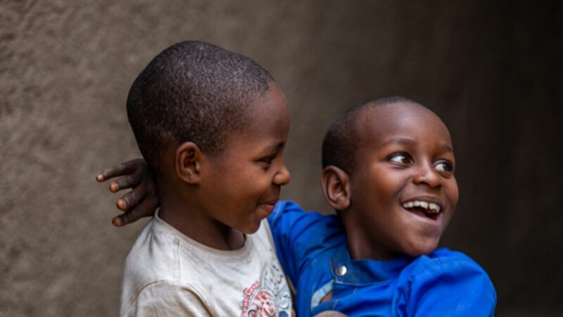 Carrol and his family at their home in Nyagatare District, Eastern Province, Rwanda in June 2022.