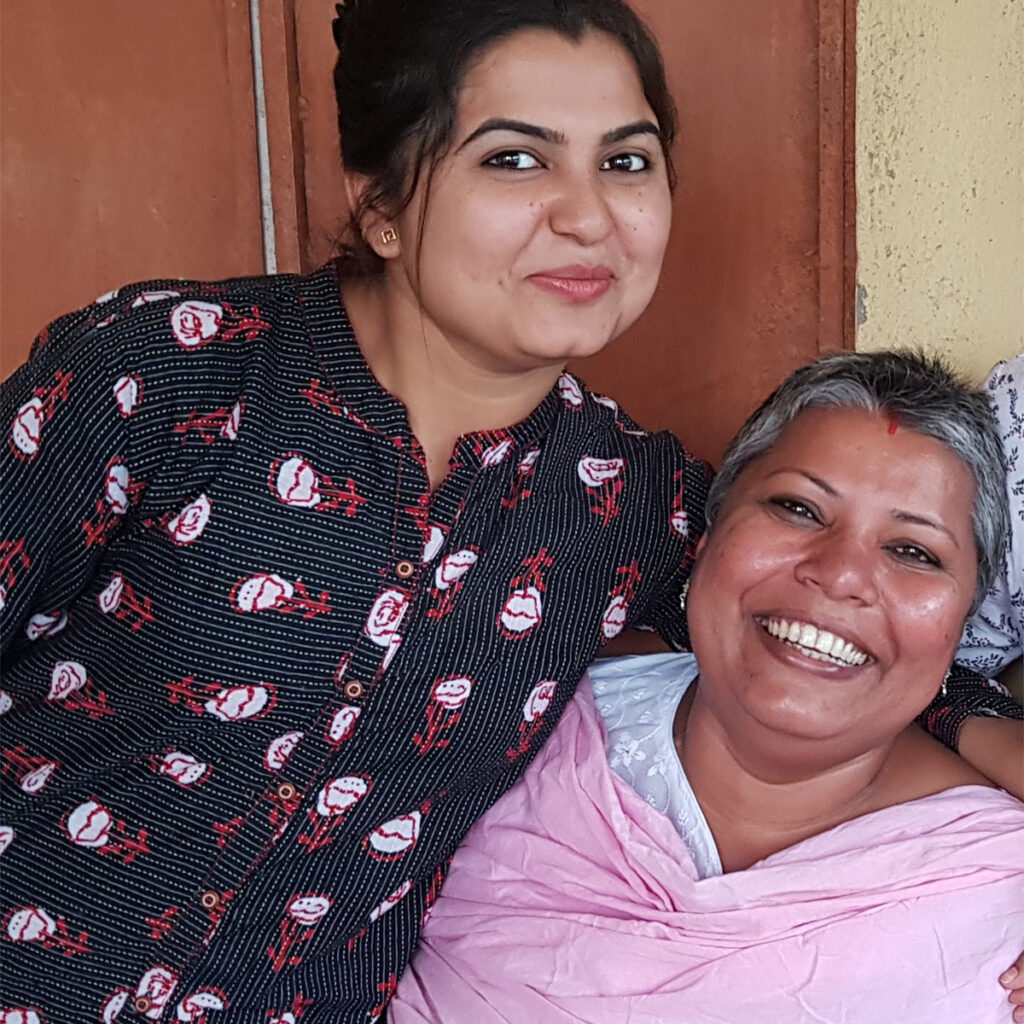 Social workers Rini and Neepa from CINI, our partners in India, who led the search for Devis family and supported her safe return