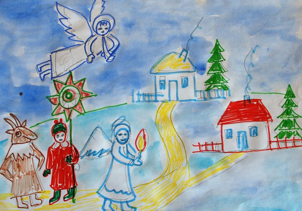 A Ukrainian child's drawing of their Christmas Dream