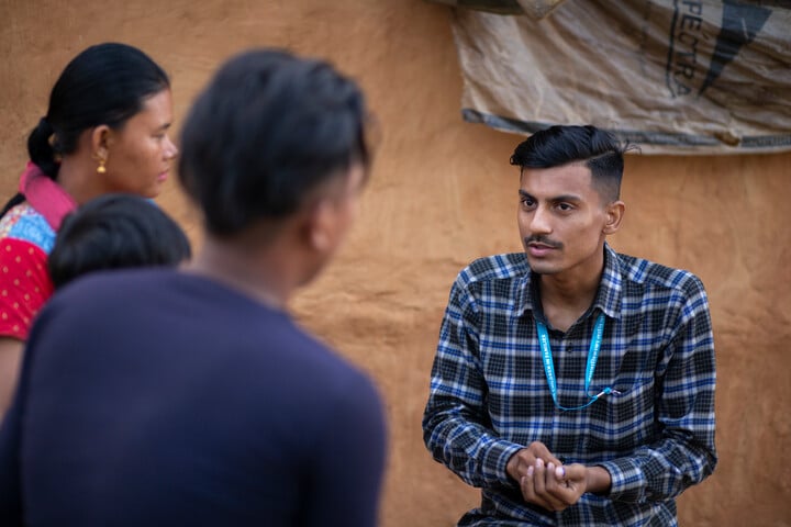 Rohan, the author of the text, meets with Lata and Hari, Sunil's dad, outside their home – counselling them about bringing Sunil home from an orphanage.