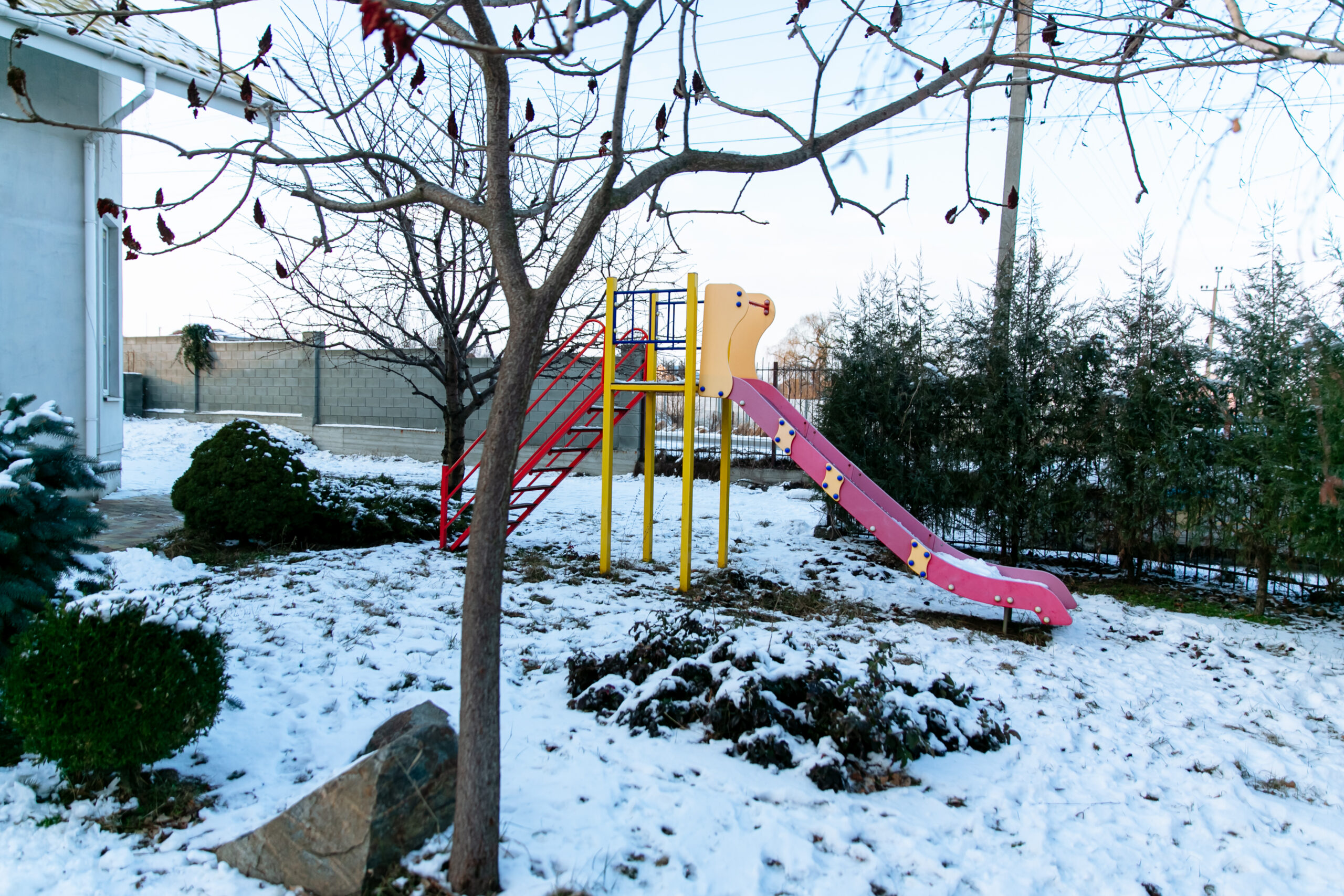 Children's slide in the snow
