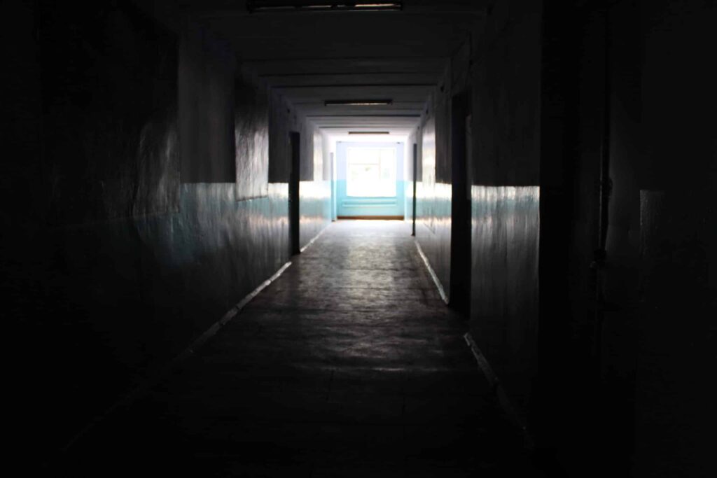 A gloomy corridor in one of Bulgaria's now closed baby homes.